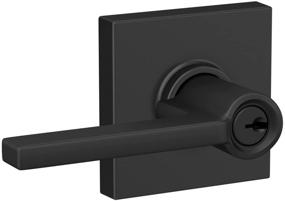 img 1 attached to 🔑 Matte Black Schlage F51A LAT 622 COL Latitude Door Lever with Collins Trim - Keyed Entry Lock