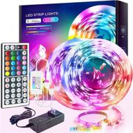 🌈 65.6 футовая светодиодная лента (2 рулона по 32.8 фута каждый) rgb световые полосы со 44-клавишным ик-пультом, 5050 smd led-лента с изменением цвета, гибкий набор контроллера для кухни, дома и вечеринки. логотип