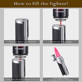 img 1 attached to Refillable Quad Jet Flame Torch Lighter with Puncher Cutter and Butane Window - Ideal Torch Lighter for Lighting Candles, Cigars, and More (Butane Not Included)