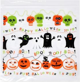 img 1 attached to 🎃 Halloween Candy Goody Bags - 80 Zipper Seal Trick or Treat Plastic Sandwich Bags, 2 Designs - Pumpkin Ghost, Candy Corn - 20 Bags per Box, Ideal for Kids School Party Favors Supplies - Gift Boutique