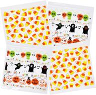 🎃 halloween candy goody bags - 80 zipper seal trick or treat plastic sandwich bags, 2 designs - pumpkin ghost, candy corn - 20 bags per box, ideal for kids school party favors supplies - gift boutique logo