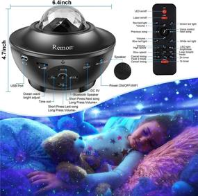 img 3 attached to Remon Star Projector: Smart Night Light with Galaxy Projection, Alexa & Google Home Compatibility, 10 Colors, Ocean Wave & Starry Scene, Bluetooth Speaker for Kids Bedroom - Perfect Valentine Gift