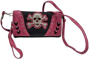 img 1 attached to 💀 Stylish Western Rhinestone Studded Skull Concealed Carry Handbag and Wallet Set