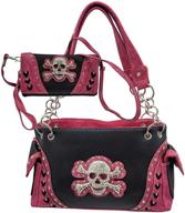 💀 stylish western rhinestone studded skull concealed carry handbag and wallet set logo