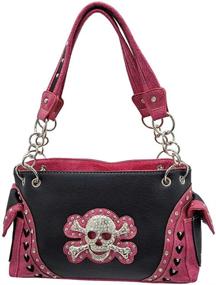 img 3 attached to 💀 Stylish Western Rhinestone Studded Skull Concealed Carry Handbag and Wallet Set