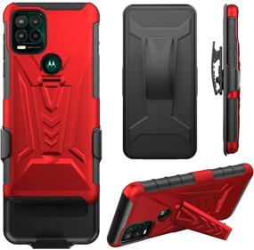 img 2 attached to 📲 Aoways Belt-Clip Holster Case for Motorola Moto G Stylus 5G: Heavy Duty Drop Protection with Screen Protector - Red