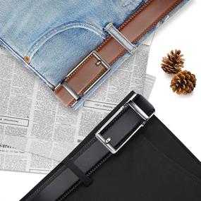 img 2 attached to 👔 Adjustable Leather Sliding Ratchet Belts - Optimal Men's Belt Accessories