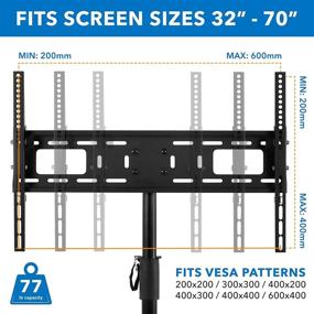 img 1 attached to Portable Tilting TV Stand for 32-70 Inch Flat Screen Displays - Mount-It! TV 📺 Tripod Floor Stand - Quick Assembly, Adjustable Height, 77 Lbs Load Capacity, VESA 600x400 Compatibility