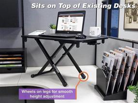 img 2 attached to 🖥️ Victor DCX129 High Rise Collection Adjustable Laptop Standing Desk - Black, 29”x18.5: Better Productivity and Comfort