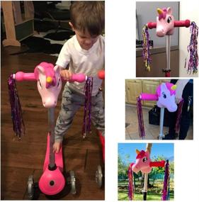 img 2 attached to 🦄 Palksky Unicorn Scooter Accessories - Unicorn Toy Horse Head Gift for Girls | Micro Mini T-Bar Kick Scooter Bike Decoration in Pink | Safety Protection Toys with Streamers