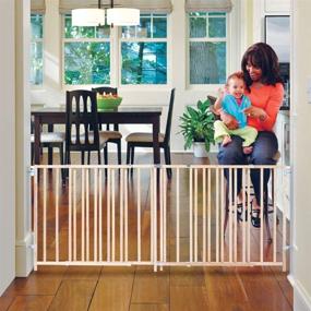 img 4 attached to 🚪 103" Wide Extra Wide Swing Baby Gate: No Threshold, One-Hand Operation, Hardware Mount - Ideal for Oversized Spaces, 60"-103" Wide