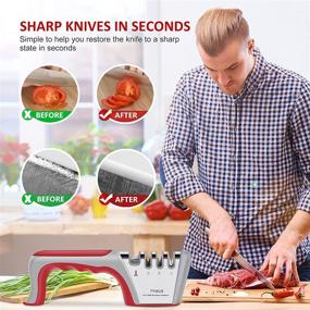 img 2 attached to 🔪 Revive and Refine Blades with TYIAUS 4 Stage Kitchen Knife Scissor Sharpener: A 4-in-1 Professional Manual Tool for Repair, Restoration, Sharpening, and Polishing Blades