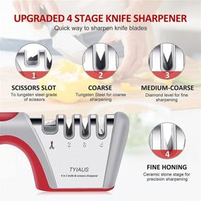 img 3 attached to 🔪 Revive and Refine Blades with TYIAUS 4 Stage Kitchen Knife Scissor Sharpener: A 4-in-1 Professional Manual Tool for Repair, Restoration, Sharpening, and Polishing Blades