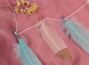 img 3 attached to 🎉 Happy Shop Feather Garland - Pale Pink and Blue Feather Banner with Gold Glitter for Party Decorations, Wedding, Boho Chic - 10 Feet - Enhanced SEO