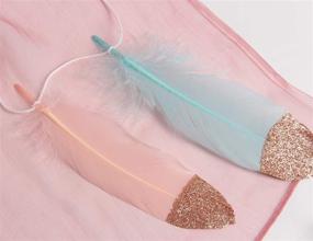 img 2 attached to 🎉 Happy Shop Feather Garland - Pale Pink and Blue Feather Banner with Gold Glitter for Party Decorations, Wedding, Boho Chic - 10 Feet - Enhanced SEO