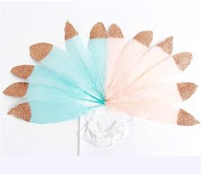 img 1 attached to 🎉 Happy Shop Feather Garland - Pale Pink and Blue Feather Banner with Gold Glitter for Party Decorations, Wedding, Boho Chic - 10 Feet - Enhanced SEO