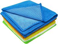 🧽 s&amp;t inc. 539101 microfiber dish cloth for washing dishes, dish rags with poly scour scrubbing side, assorted colors, 5-pack - ideal for kitchen cleaning logo