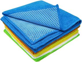 img 4 attached to 🧽 S&amp;T INC. 539101 Microfiber Dish Cloth for Washing Dishes, Dish Rags with Poly Scour Scrubbing Side, Assorted Colors, 5-Pack - Ideal for Kitchen Cleaning