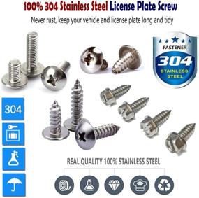 img 3 attached to Upgrade Your Vehicle's License Plate Mounting with Aootf License Plate Screws Fasteners - Anti-Rust Stainless Steel Bolts for Cars Trucks - Includes Black & Chrome Screw Caps - Complete Fasteners Kit (81 PC)
