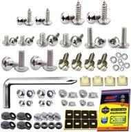 upgrade your vehicle's license plate mounting with aootf license plate screws fasteners - anti-rust stainless steel bolts for cars trucks - includes black & chrome screw caps - complete fasteners kit (81 pc) logo