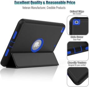 img 1 attached to 📱 SEYMAC Stock Case for iPad 10.2 inch 2020/2019, Protective Smart Cover Auto Sleep Wake with Leather Stand Feature for 8th/7th Generation (Black/Blue)