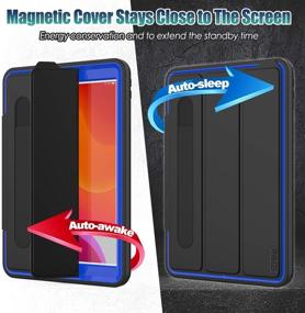 img 2 attached to 📱 SEYMAC Stock Case for iPad 10.2 inch 2020/2019, Protective Smart Cover Auto Sleep Wake with Leather Stand Feature for 8th/7th Generation (Black/Blue)