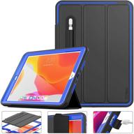 📱 seymac stock case for ipad 10.2 inch 2020/2019, protective smart cover auto sleep wake with leather stand feature for 8th/7th generation (black/blue) logo