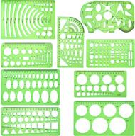 📐 versatile 9-piece clear green draft rulers: ideal geometric measuring templates for school and office supplies logo