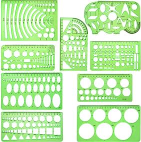 img 4 attached to 📐 Versatile 9-Piece Clear Green Draft Rulers: Ideal Geometric Measuring Templates for School and Office Supplies