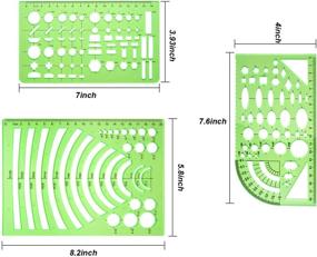 img 1 attached to 📐 Versatile 9-Piece Clear Green Draft Rulers: Ideal Geometric Measuring Templates for School and Office Supplies