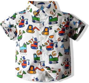 img 4 attached to 🌺 Hawaiian Summer Short Sleeve Button-Up Boys' Clothing for Tops, Tees, and Shirts