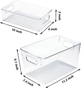 img 3 attached to Practical Set of 6 Clear Plastic Refrigerator Organizers with Handles - Ideal for Freezers, Countertops, and Cabinets (4 Large and 2 Medium)