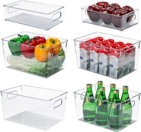 img 4 attached to Practical Set of 6 Clear Plastic Refrigerator Organizers with Handles - Ideal for Freezers, Countertops, and Cabinets (4 Large and 2 Medium)