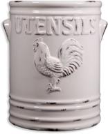 🐓 ivory ceramic rooster utensil holder by home essentials & beyond: vintage kitchen counter top organizer логотип