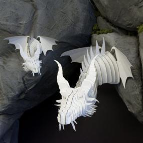 img 2 attached to 🐉 Captivating Nikita White Small Cardboard Dragon Trophy Head by Cardboard Safari: Eco-friendly Animal Taxidermy Masterpiece