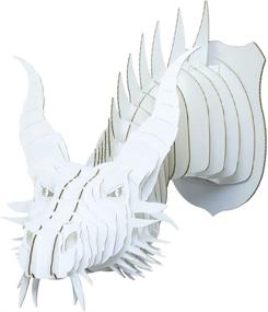 img 3 attached to 🐉 Captivating Nikita White Small Cardboard Dragon Trophy Head by Cardboard Safari: Eco-friendly Animal Taxidermy Masterpiece