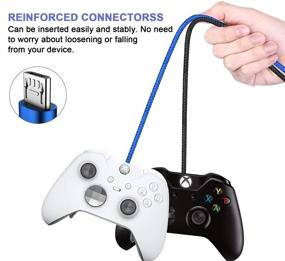 img 1 attached to 10FT Long Nylon Charging Cable for Xbox One Controller - XUANMEIK 2 🎮 Pack, Compatible with Xbox One S/X, PS4 Slim/Pro Controller, Android Phone (Black & Blue)