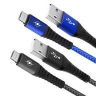 10ft long nylon charging cable for xbox one controller - xuanmeik 2 🎮 pack, compatible with xbox one s/x, ps4 slim/pro controller, android phone (black & blue) logo