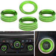 green air conditioner cd switch button knob & engine start button cover - compatible with dodge challenger charger chrysler 300/300s 2015-2020 logo