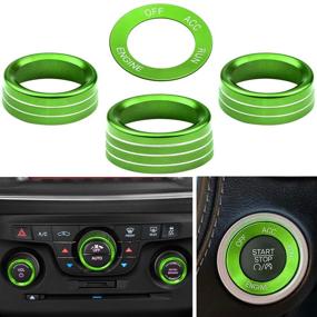 img 4 attached to Green Air Conditioner CD Switch Button Knob & Engine Start Button Cover - Compatible with Dodge Challenger Charger Chrysler 300/300s 2015-2020