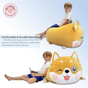 img 2 attached to 🐕 youngeyee Shiba Bean Bag Chair: Comfortable Velvet Bean Cover for Kids 8-12; Stuffed Animal Beanbags Storage; Large Size 24"x24"; Extra Soft for Boys and Girls Teens - Buy Now!