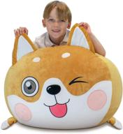 🐕 youngeyee shiba bean bag chair: comfortable velvet bean cover for kids 8-12; stuffed animal beanbags storage; large size 24"x24"; extra soft for boys and girls teens - buy now! логотип