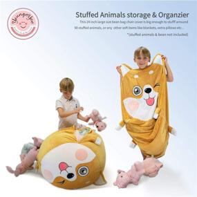 img 1 attached to 🐕 youngeyee Shiba Bean Bag Chair: Comfortable Velvet Bean Cover for Kids 8-12; Stuffed Animal Beanbags Storage; Large Size 24"x24"; Extra Soft for Boys and Girls Teens - Buy Now!