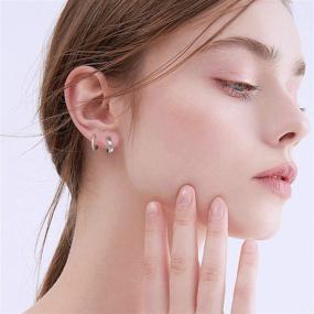 img 3 attached to 💎 Cubic Zirconia Hoop Earrings: Hypoallergenic Girls' Jewelry for Trendy Style