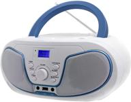 🎵 lonpoo portable cd player boombox stereo system with bluetooth, fm radio, mp3 playback, usb input, audio-in, headphone jack, large knob & lcd display (white) logo