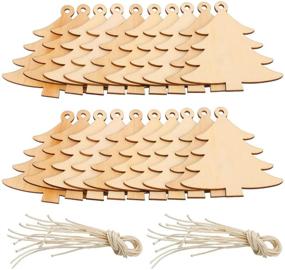 img 4 attached to 🎄 Pangda 20 Packs Wooden Christmas Tree Cutouts: The Perfect Embellishments for Wedding, Craft, and Christmas Decoration, Complete with 20 Packs of Hanging Strings