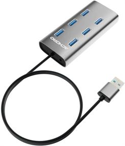 img 4 attached to Акроро 7 портовый хаб USB - Премиум алюминиевый корпус внешнего USB хаба с высокоскоростным 3.0 - Совместимый с ПК, Windows, MacOS - Расширьте возможности подключения вашего компьютера.