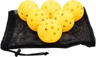 🎾 thekidmall outdoor pickleball balls - 6-pack yellow set | durable & authentic bounce | optimized for pickleball paddle sport - includes mesh drawstring carrying bag логотип