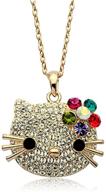 💎 sparkling gold plated hello kitty necklace with multi-color swarovski austrian crystal elements: exquisite fashion jewelry logo