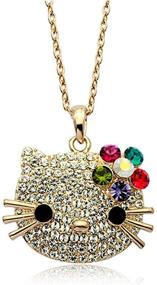 img 1 attached to 💎 Sparkling Gold Plated Hello Kitty Necklace with Multi-color Swarovski Austrian Crystal Elements: Exquisite Fashion Jewelry